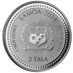 Samoa: Year of the Dragon 1 oz Silver 2024 Black Rhodium (coin in the card)
