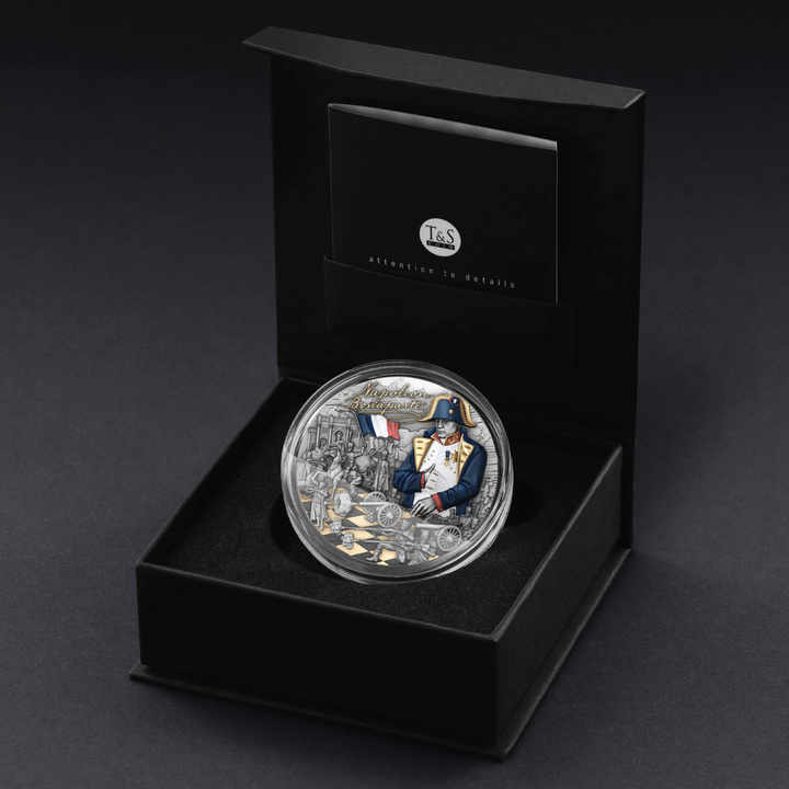 Niue: Visionaries in History – Napoleon Bonaparte aranyozott 2 uncia Ezüst 2025 Antiqued Coin