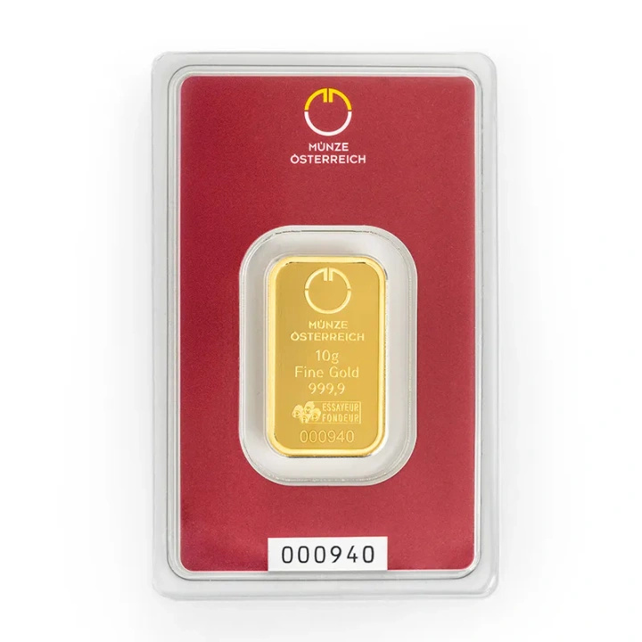 Zlatý slitek 10g zlata Austrian Mint