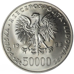 50.000 PLN Józef Piłsudski 1988