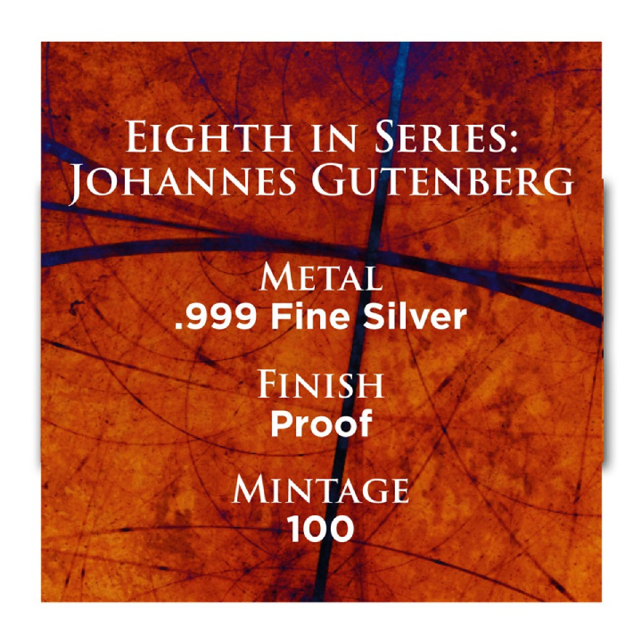 Niue: Iconos de Inspiración - Johannes Gutenberg 1 oz Plata 2024 Proof