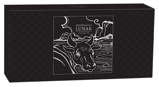 Lunar III: 3-Coin Jahr des Ochsen Set ½ oz 1 oz 2 oz Silber 2021 Proof