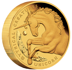 Seres Míticos: Unicornio 5 oz Oro 2021 Proof