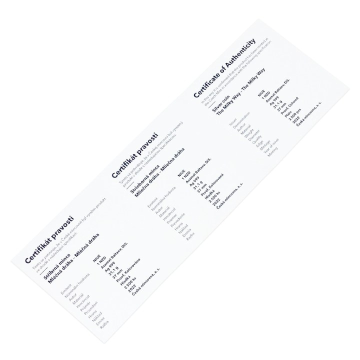 Niue: La Vía Láctea - La Vía Láctea kolorowany $1 Srebro 2022 Proof