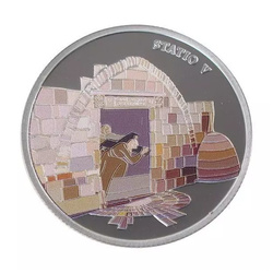 Conjunto de 14 monedas: Vía Dolorosa coloreada 14 x 1 oz Plata 2016 Prooflike