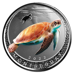Montserrat Tortuga Azul del Mar de color 1 oz Plata 2022 Proof