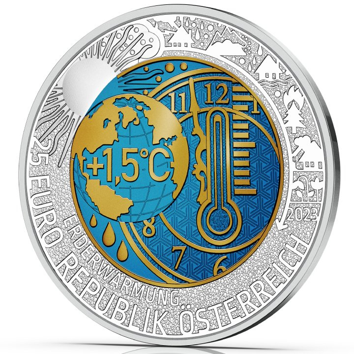 Serie Niobio: Global Heating coloured 25 Euro Plata 2023