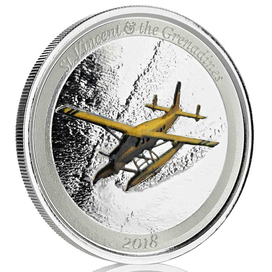 St. Vincent & The Grenadines: Seaplane kolorowany 1 uncja Srebra 2018 Proof