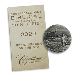 Niue : Biblical - Jesus Walking on the Sea 2 onces d'argent 2020 Proof Antiqued Coin
