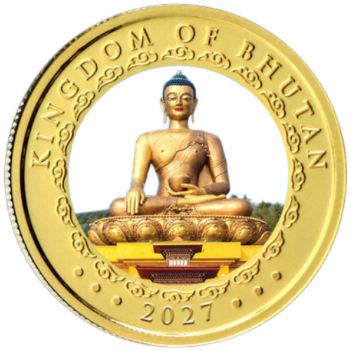 Gold Coin Bhutan: Lunar Year of the Sheep Colorized 1/4 oz Gold 2027 Proof Ultra High Relief