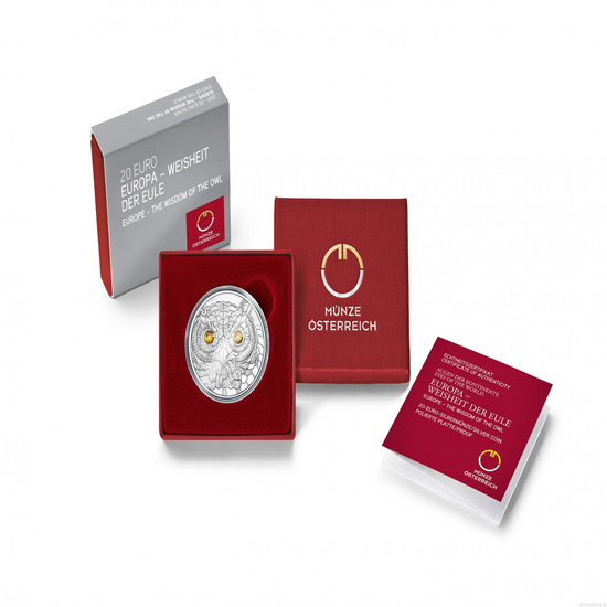 Europe - The wisdom of the Owl 20 Euro Srebro 2021 Proof