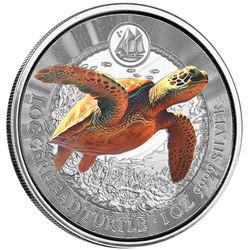 Isole Cayman: Tartaruga comune colorata 1 oncia d'argento 2023 Proof