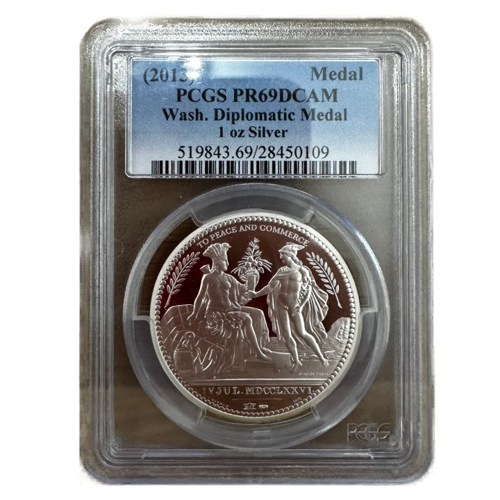 Wash. Diplomáciai érem 1 uncia ezüst 2013 Proof PCGS PR69 DCAM