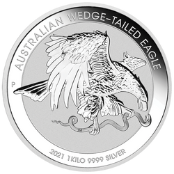 Australian Wedge-Tailed Eagle 1000 gram Silver 2021 Incused coin