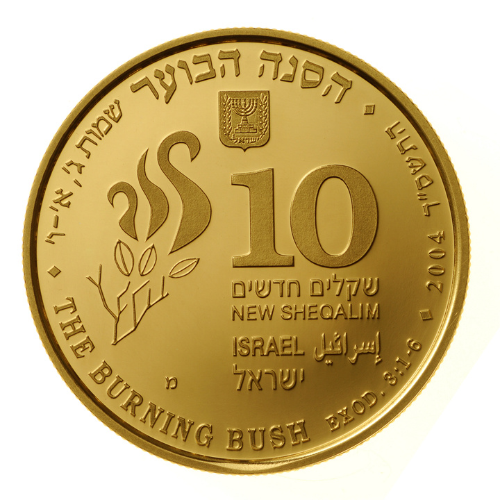 The Burning Bush 10 NIS Złoto 2004 Proof