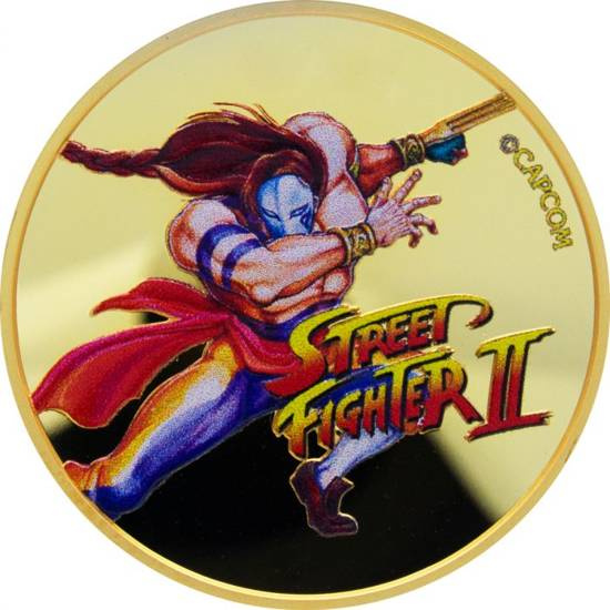 Street Fighter II: Vega color 30 aniversario del juego 1 oz Oro 2021