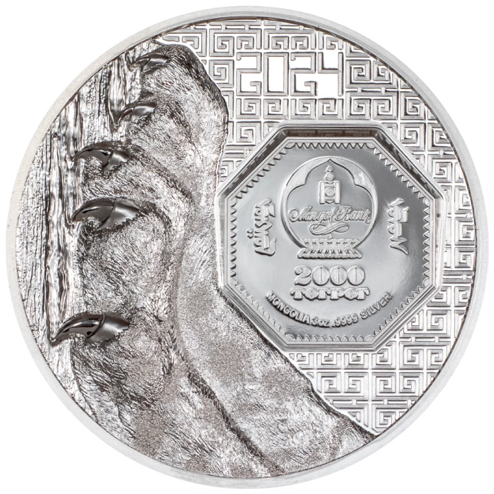 Mongolia: Leopardo de las Nieves 3 oz Plata 2024 Proof Ultra Alto Relieve