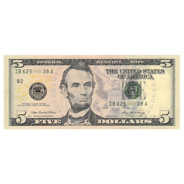Bancnot SUA 5 dolari (5 U.S. dollars / 5 USD) UNC 100 bucăți