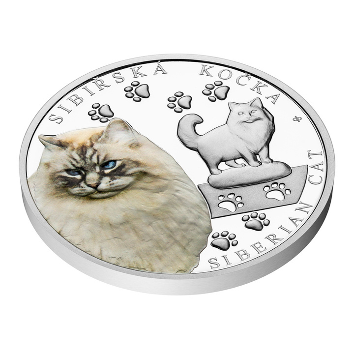 Silver Coin Cat Breeds - Siberian Cat Colorized 1 oz Silver 2026 Proof