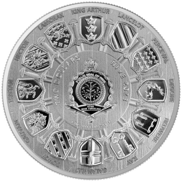 Niue: Camelot - Arthur Pendragon 1 oz Plata 2023 Matte Proof