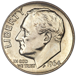 USA: 10 Cents (0,10 USD) Silver 1946-1964 (fineness Ag.900) Circulated
