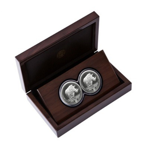 Big Five : Rhino Set 2 x 1 oz Silver 2025 Proof Doublecap