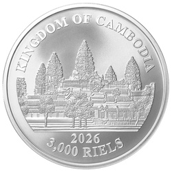 Camboya: El Tigre Perdido de Camboya coloreada 1 onza Plata 2026