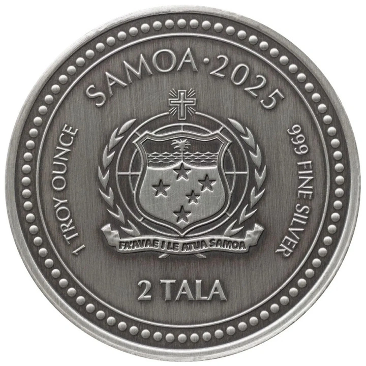 Samoa – Caballito de mar 1 onza de plata 2025 moneda envejecida