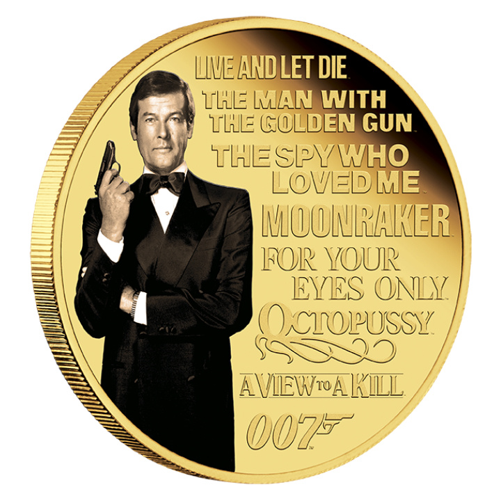 Set of 8 Tuvalu coins: James Bond - Roger Moore coloured Silber 2024 Proof