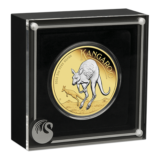 Australian Kangaroo 2 oz Silber 2022 Gilded Coin