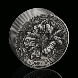 Abeille 2000 grammes d'argent 2024 Pièce antique à haut relief