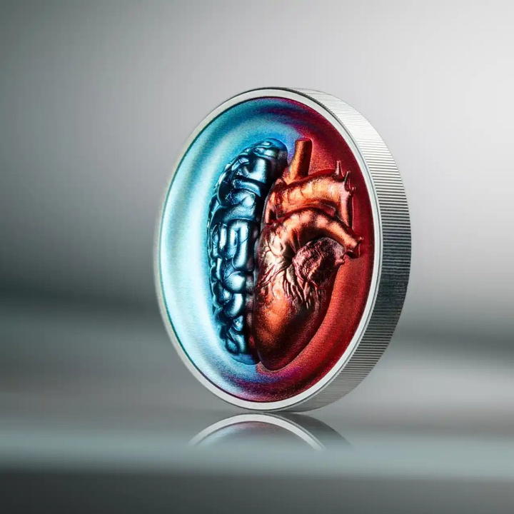 Srebrna Moneta Cook Islands: Head vs. Heart kolorowany 2 uncje Srebra 2026 Proof