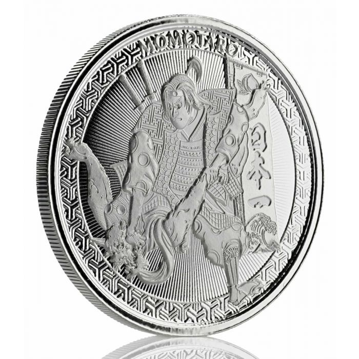 Samoa: Serie Leyendas de Japón - Momotaro y el Demonio Sometido en Estilo Ukiyoe 1 oz Plata 2020 Prooflike