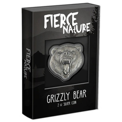 Niue: Divoká příroda – Grizzly Bear 2 unce stříbra 2023 Antique Finish