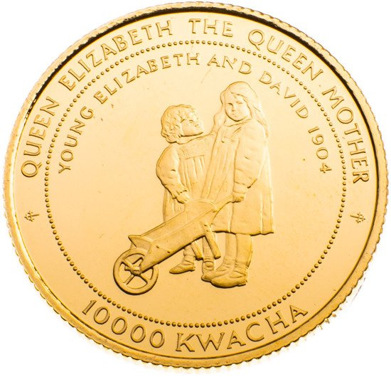 Zambia Queen Mother Gold 1000 Kwacha 1999 Proof
