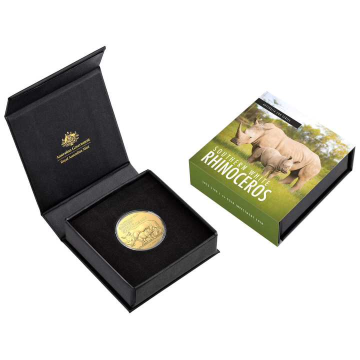 Zoológico de Australia: Rinoceronte Blanco del Sur 1 oz Oro 2023