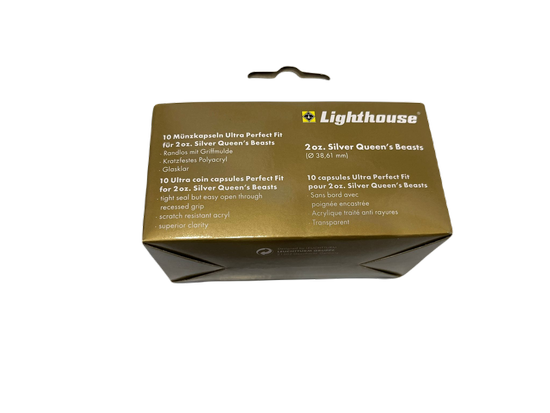 Leuchtturm - Tapa de plástico The Queen's Beasts / The Royal Tudor Beasts 2 oz Silver Ultra Perfect Fit (10 piezas)