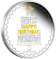 Happy Birthday coloured 1 oz Silber 2021 Proof