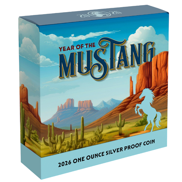 Srebna Moneta Niue: American Lunar Year of the Mustang kolorowany 1 uncja Srebra 2026 Proof