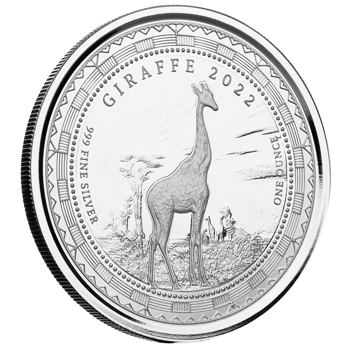 Guinea Equatoriale: Giraffa 1 oncia d'argento 2022