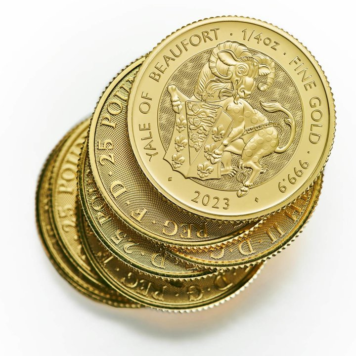 The Royal Tudor Beasts: The Yale Of Beaufort 1/4 oncia d'oro 2023