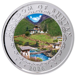 Bhutan: Lunar Rok Konia kolorowany 1 uncja Srebra 2026 Proof
