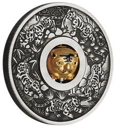 Tuvalu : Lunar III - Année du Tigre 1 once d'argent 2022 Rotating Charm Antiqued Coin