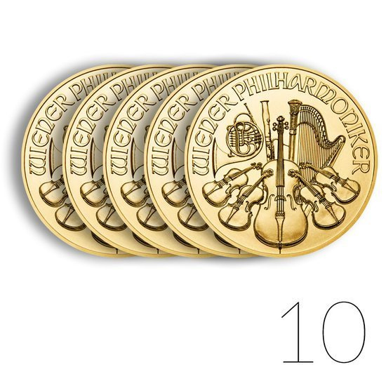 Wiener Philharmoniker 1 oz Gold 2021 PAKET 10 Stück