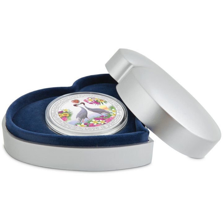 Niue: Love is Precious - Sarus Crane coloured 1 oz Silber 2024 Proof