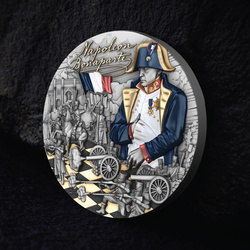 Niue: Visionaries in History – Napoleon Bonaparte dorata 2 once d’Argento 2025 Antiqued Coin
