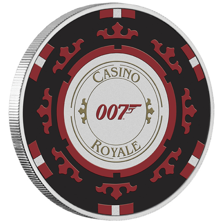 Tuvalu: James Bond - Casino Royale "Casino Chip" kolorowany 1 uncja Srebra 2023 (moneta w karcie)