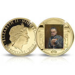 Niue: Józef Piłsudski marsall színes 100 dollár arany 2018 Proof
