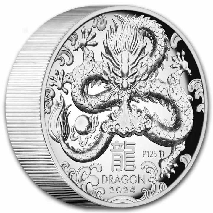 Perth Mint: Lunar III - Year of the Dragon 5 oz Silber 2024 Proof High Relief