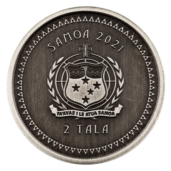 Samoa: Cavalluccio marino 1 oncia d'argento 2021 Moneta antica